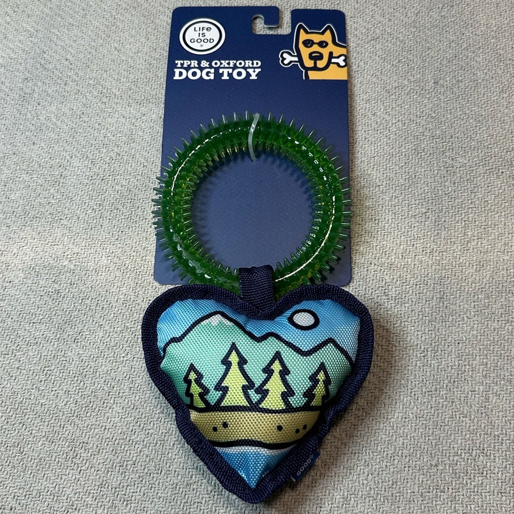 Life is Good TPR & Oxford Dog Toy NWT Heart Mountains Gift Puppy